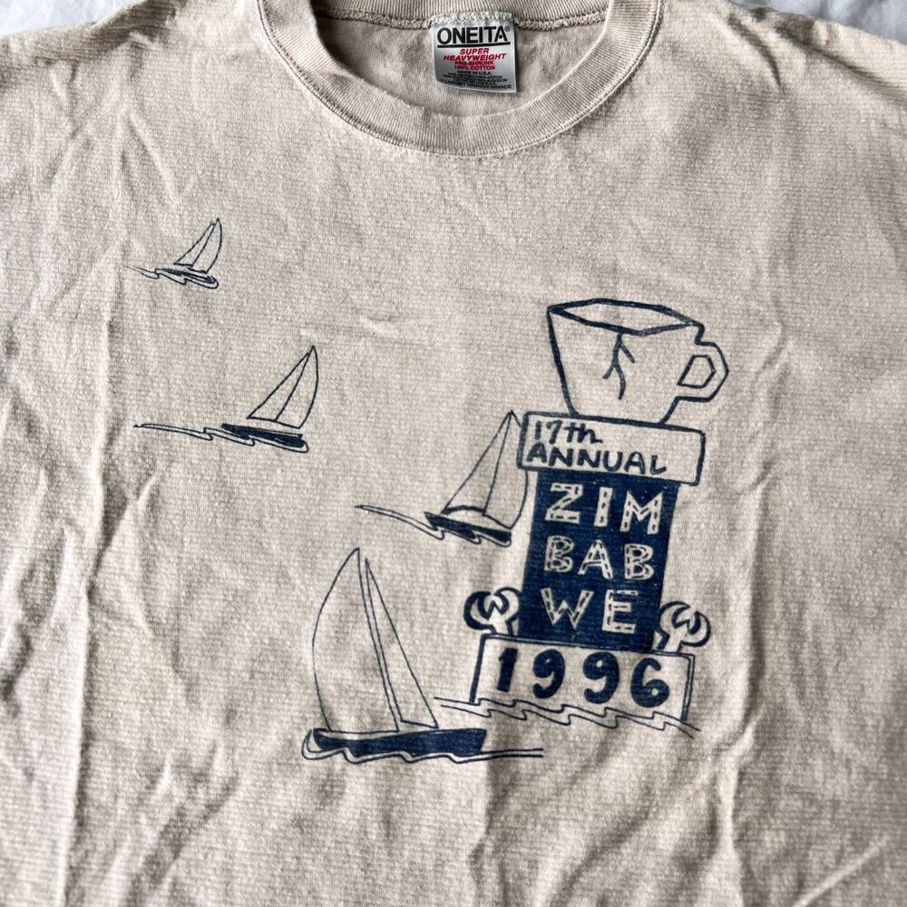 ONEITA SUPERHEAVYWEIGHT PRE-SHRUNK 1996 ZIM BAB EVENT SAILBOAT XL T-SHIRT - Picture 2 of 6